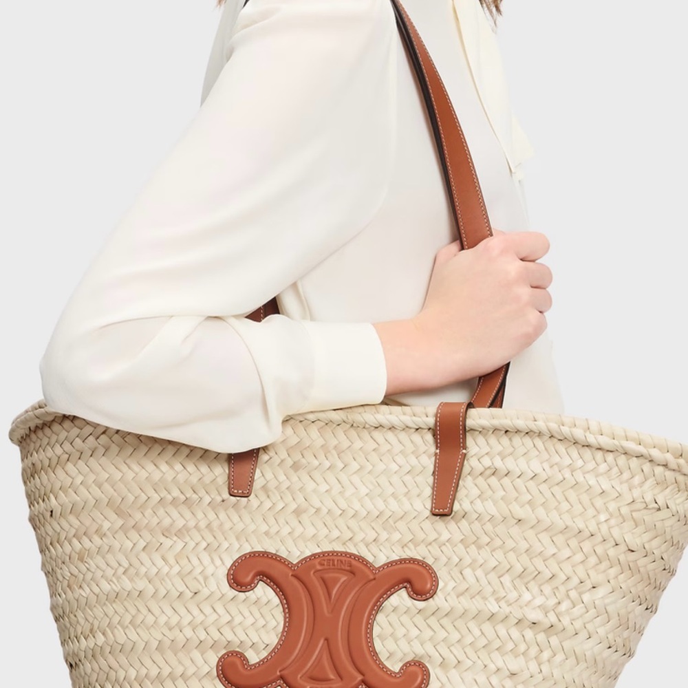 Celine Classic Panier in Palm Leaves and Calf Skin